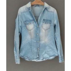 Zara Women blauwe denim blouse maat M