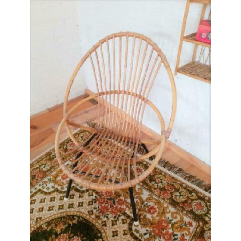 Vintage Rohé Noordwolde rotan spijlen stoel