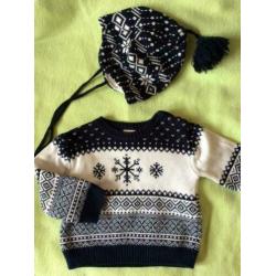 Alana jacquard strikmutsje en vest 2x biokatoen en wol h&m