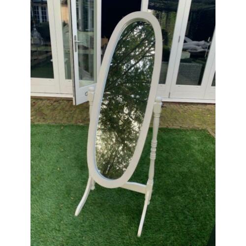 PASSPIEGEL staand Hoog 150 cm wit verstelbaar NU €20