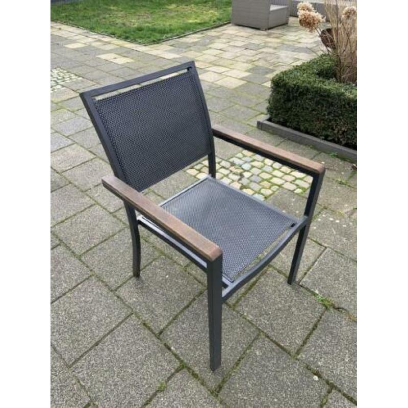 Tuinset, hardhout met 6 stoelen aluminium/teak