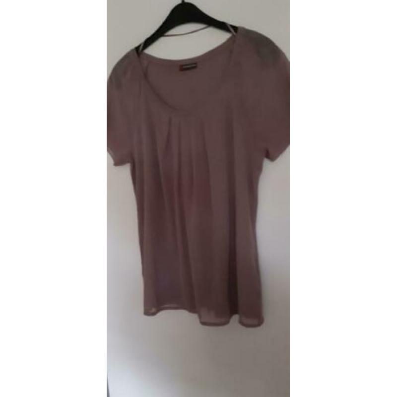 Street One top Mt M tricot met voile voorpand en raglan mouw