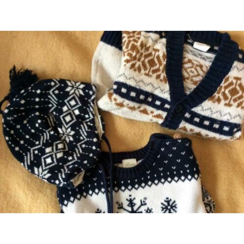 Alana jacquard strikmutsje en vest 2x biokatoen en wol h&m