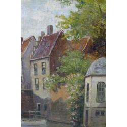 antiek schilderij, olieverf, Brugge, gesigneerd