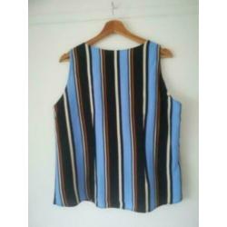 ByOni By Oni mouwloze blouse top blauw multi strepen 42/44