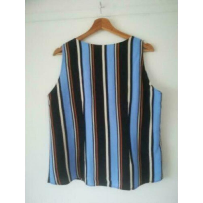 ByOni By Oni mouwloze blouse top blauw multi strepen 42/44