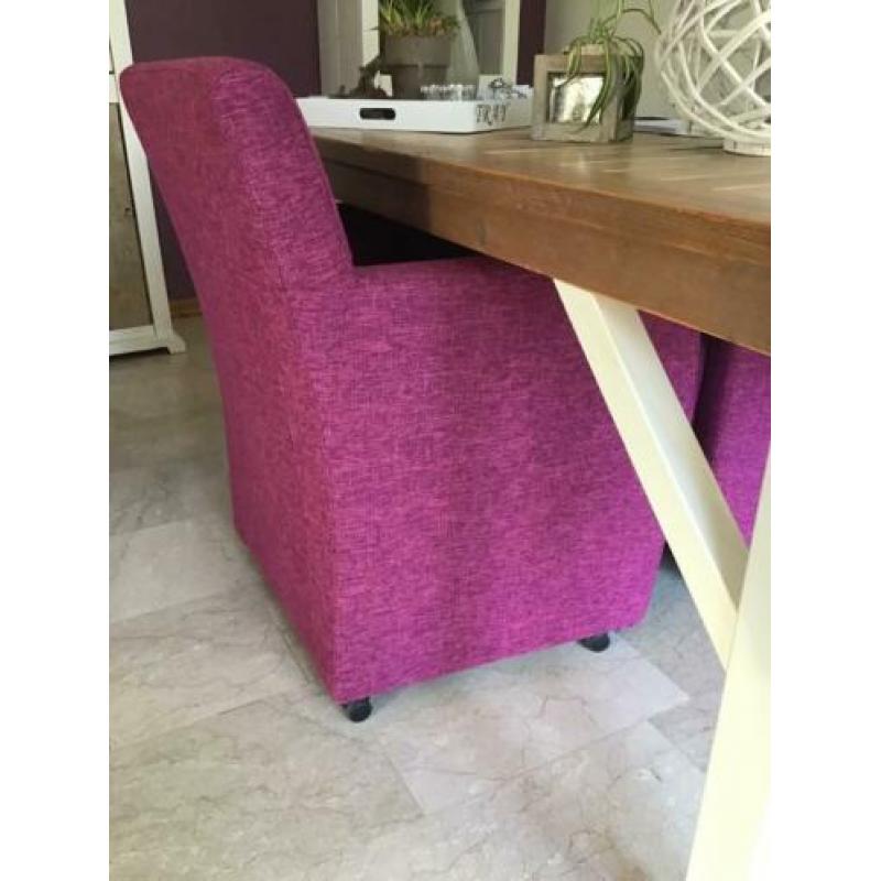 Eetkamerbank stof Roze