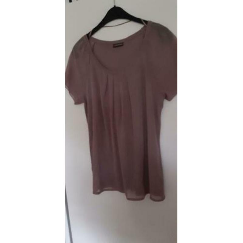 Street One top Mt M tricot met voile voorpand en raglan mouw
