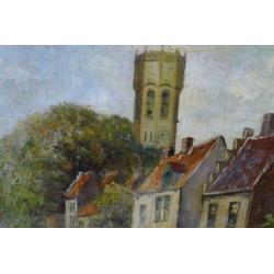 antiek schilderij, olieverf, Brugge, gesigneerd