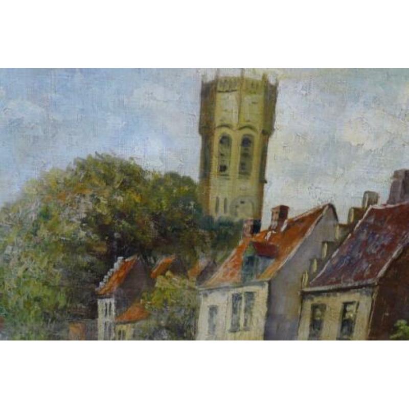 antiek schilderij, olieverf, Brugge, gesigneerd