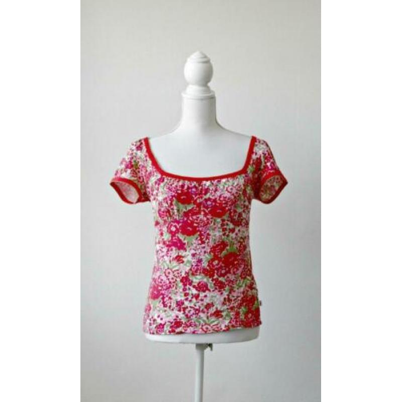 Blutsschwester - blutsgeschwister top rood bloemen maat S M