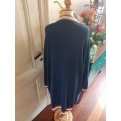 Boho hippie vest blauw kabel gebreid