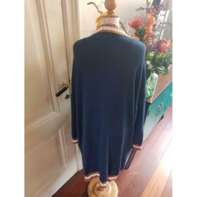 Boho hippie vest blauw kabel gebreid