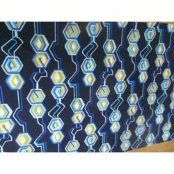 lap stof jaren 70 design blauw 140 x 80 cm retro seventies
