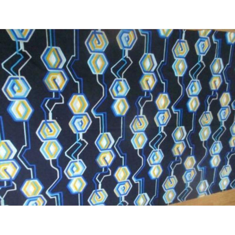 lap stof jaren 70 design blauw 140 x 80 cm retro seventies