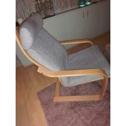 Zgoh relaxstoel met denim bekleding en voetenbank