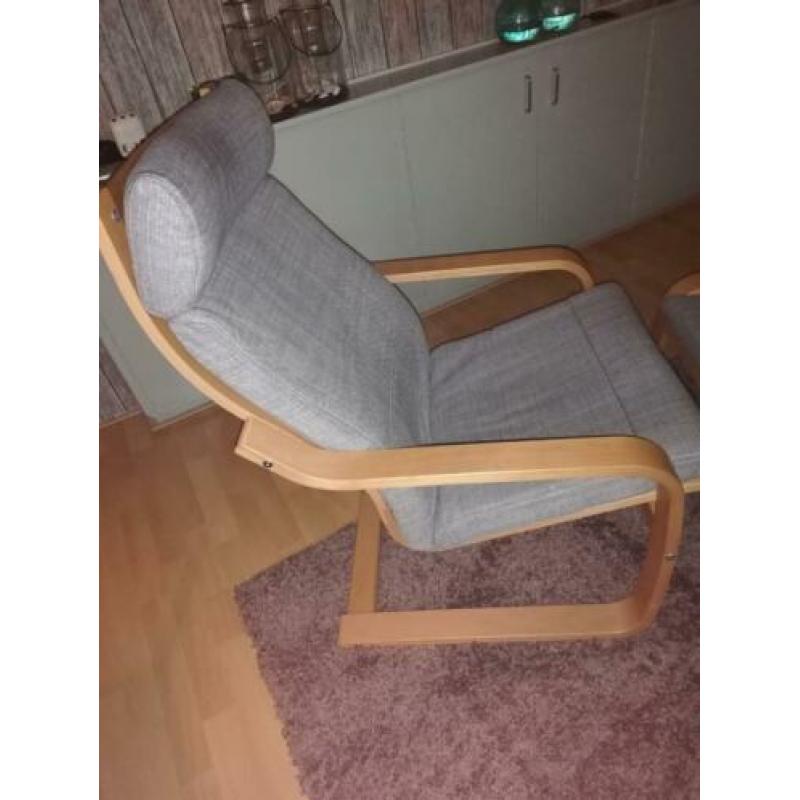 Zgoh relaxstoel met denim bekleding en voetenbank