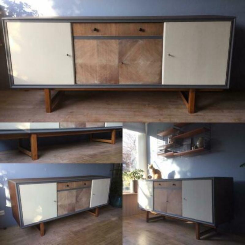 Vintage design jaren’50 massief houten dressoir lowboard