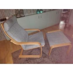 Zgoh relaxstoel met denim bekleding en voetenbank