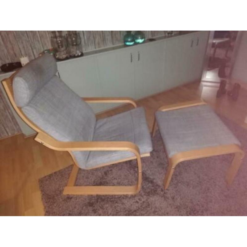 Zgoh relaxstoel met denim bekleding en voetenbank