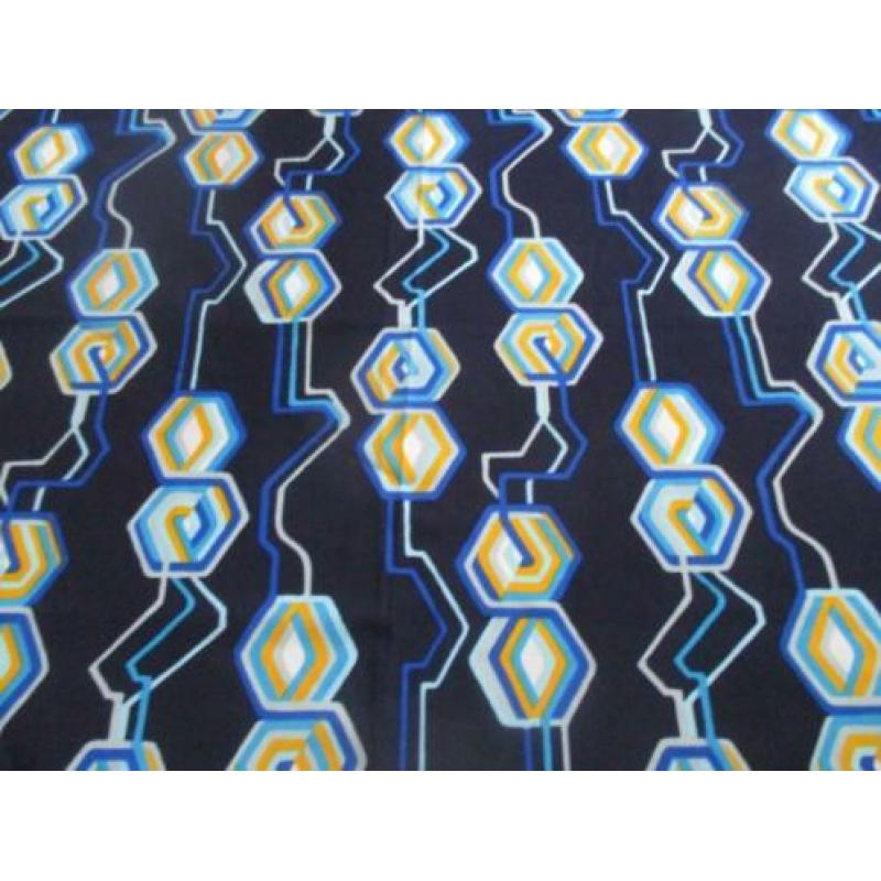 lap stof jaren 70 design blauw 140 x 80 cm retro seventies