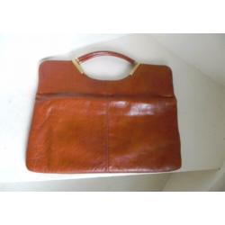 2355 VINTAGE exclusieve clutch handtas cognac