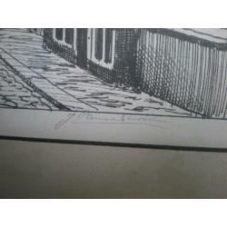 Laurenskerk rotterdam pentekening 33x45 cm lijst 49x63 cm