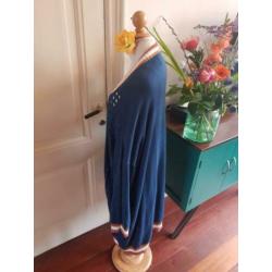 Boho hippie vest blauw kabel gebreid