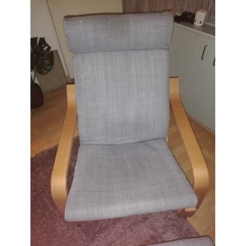 Zgoh relaxstoel met denim bekleding en voetenbank