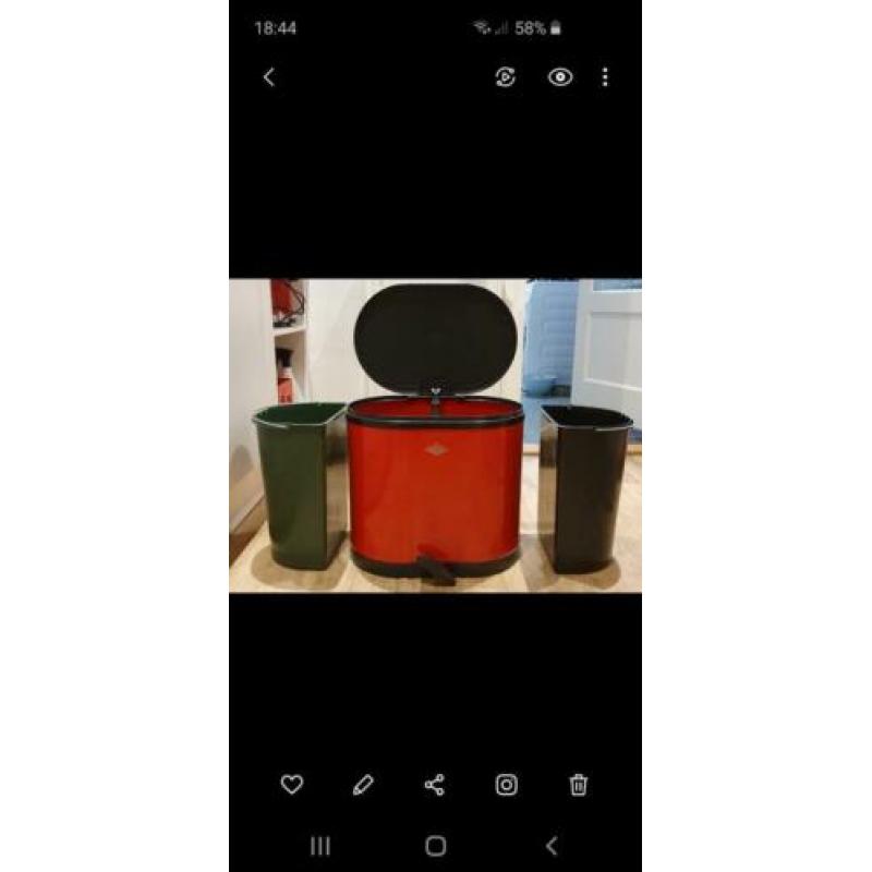 Wesco dubbele vuilnisbak rood 2x20 liter