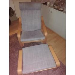 Zgoh relaxstoel met denim bekleding en voetenbank
