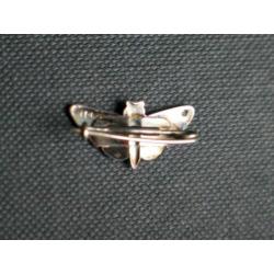 Art Deco zilveren vlinder broche groen en zwart emaille