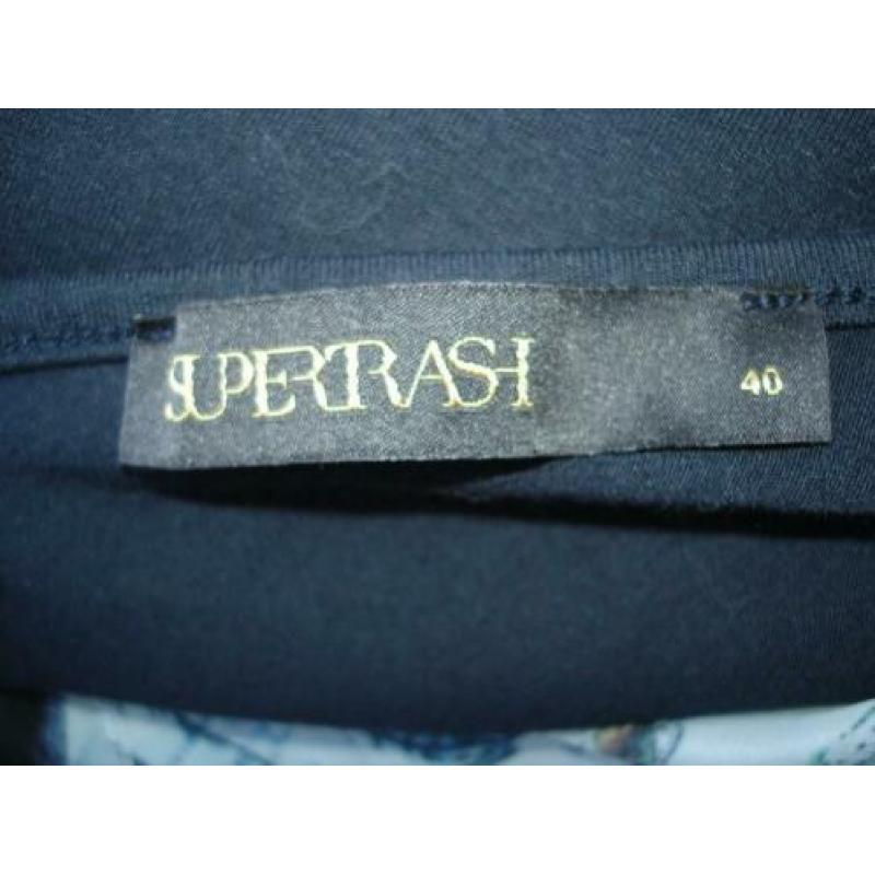 Supertrash tuniek maat 40 blauw+ print asymetrisch