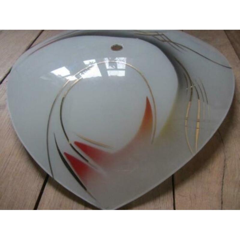 2 oude glazen plafond lampen,plafoniere jaren 70