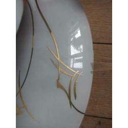 2 oude glazen plafond lampen,plafoniere jaren 70