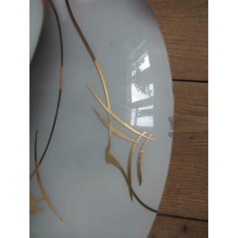2 oude glazen plafond lampen,plafoniere jaren 70