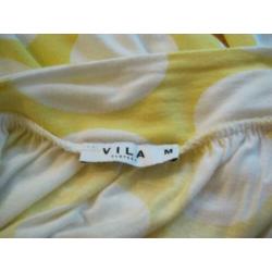 mj/ VOORJAAR !! VILA top maat M met 7/8 mouw geel witte dots
