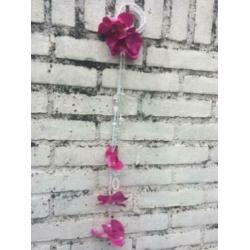Polscorsage orchidee lang roze parels wit bruid cuff venice