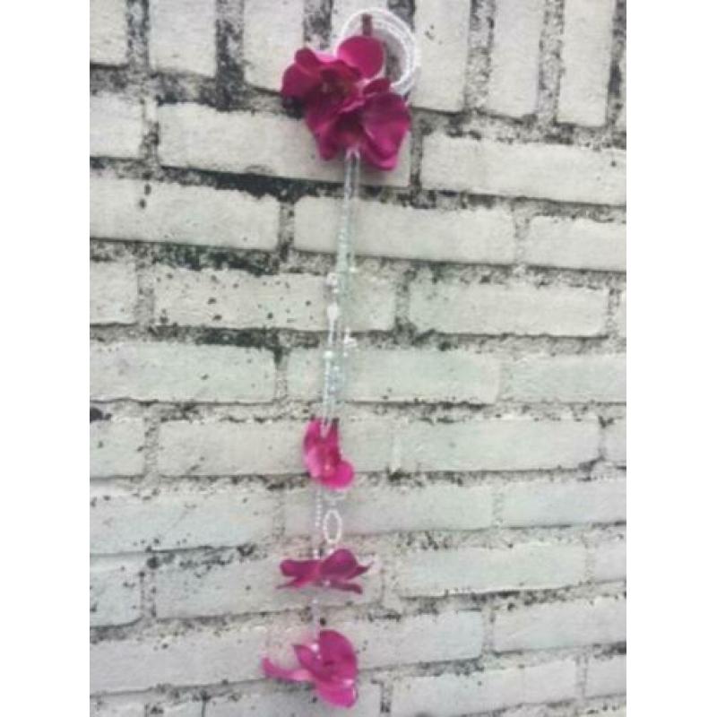 Polscorsage orchidee lang roze parels wit bruid cuff venice