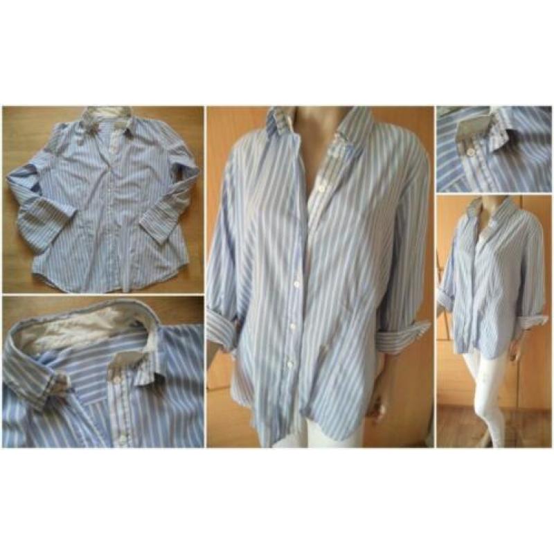 ESRI blauw/wit gestreepte stretchblouse maat 44