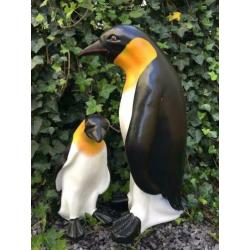 Set Pinguin beelden in kleur, polystein-pinguin-tuin-deco