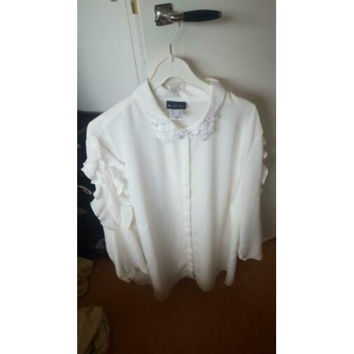 Blouse feest gebroken wit m collectie maat 58 nieuw!