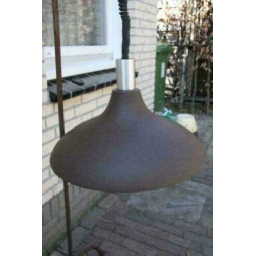 Mooie hanglamp, bruin met verchroomde houder, metaal