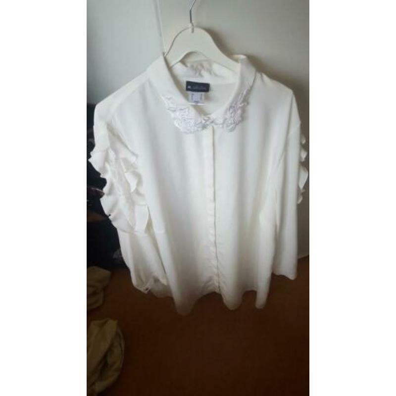 Blouse feest gebroken wit m collectie maat 58 nieuw!