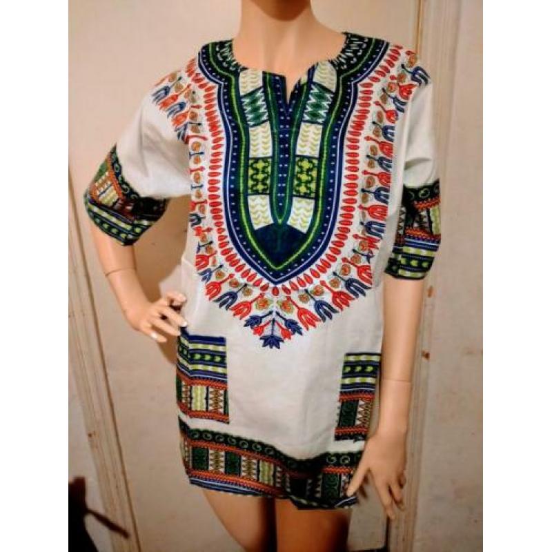 Afrikaanse Dashiki heren korte kaftan shirt Maat L