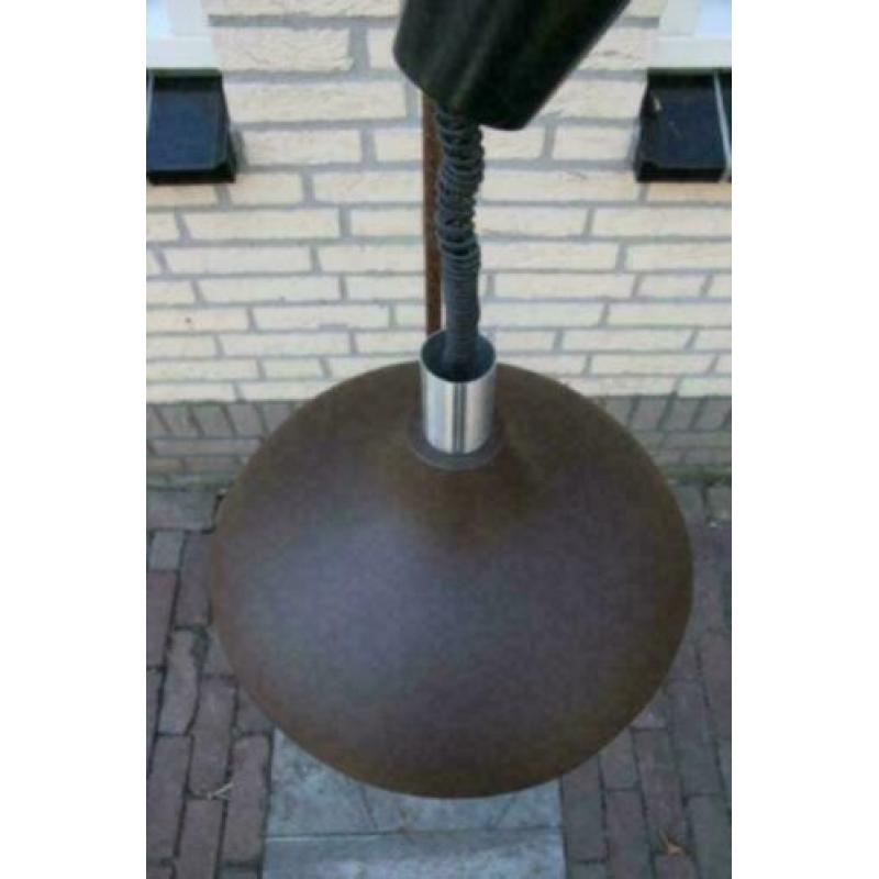 Mooie hanglamp, bruin met verchroomde houder, metaal
