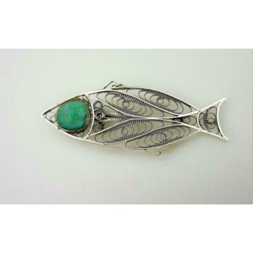 Opruiming Broche zilver met turquois / Z5241