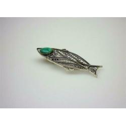 Opruiming Broche zilver met turquois / Z5241