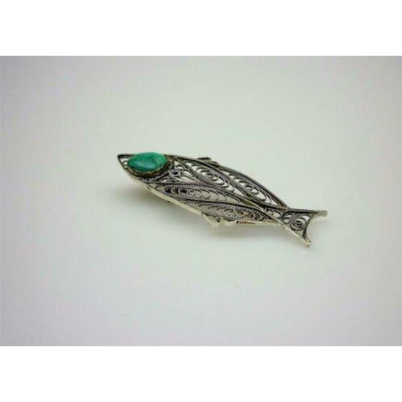 Opruiming Broche zilver met turquois / Z5241