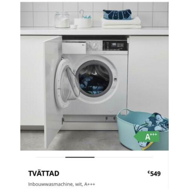 Nieuw TVÄTTAD Inbouwwasmachine,wit, A+++ prijs 350 euro